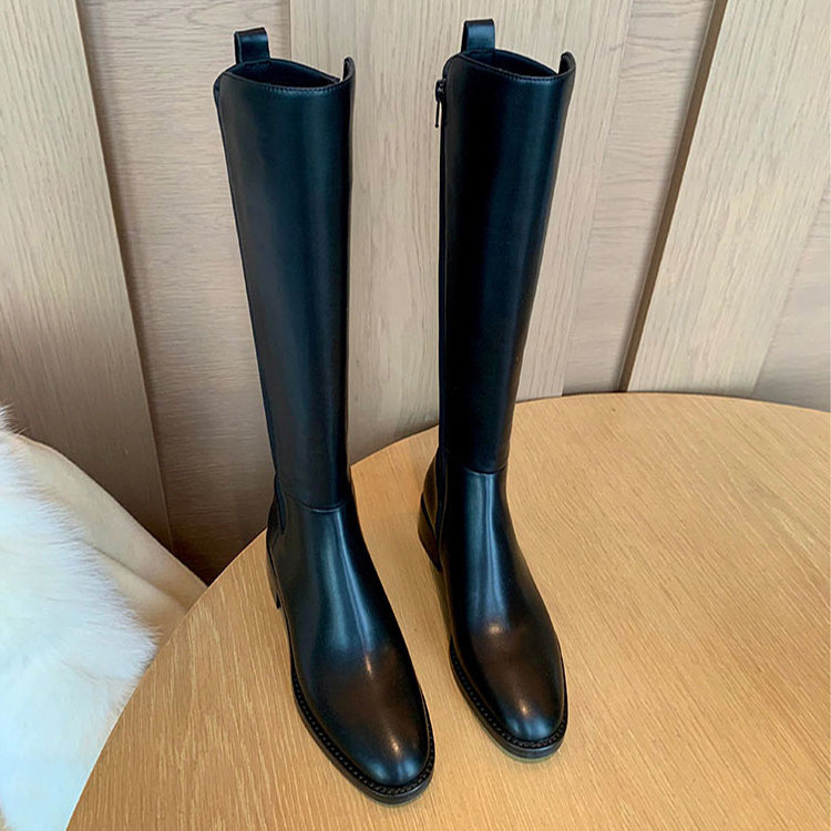 2025秋冬新款不过膝显瘦平底长靴女侧拉链法式骑士靴高筒靴长筒靴,女鞋,骑士靴,淘宝优惠券,粉丝福利购,淘宝优惠卷