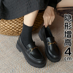 大码小皮鞋女2025春秋新款jk制服鞋日系增高乐福鞋一脚蹬百搭单鞋