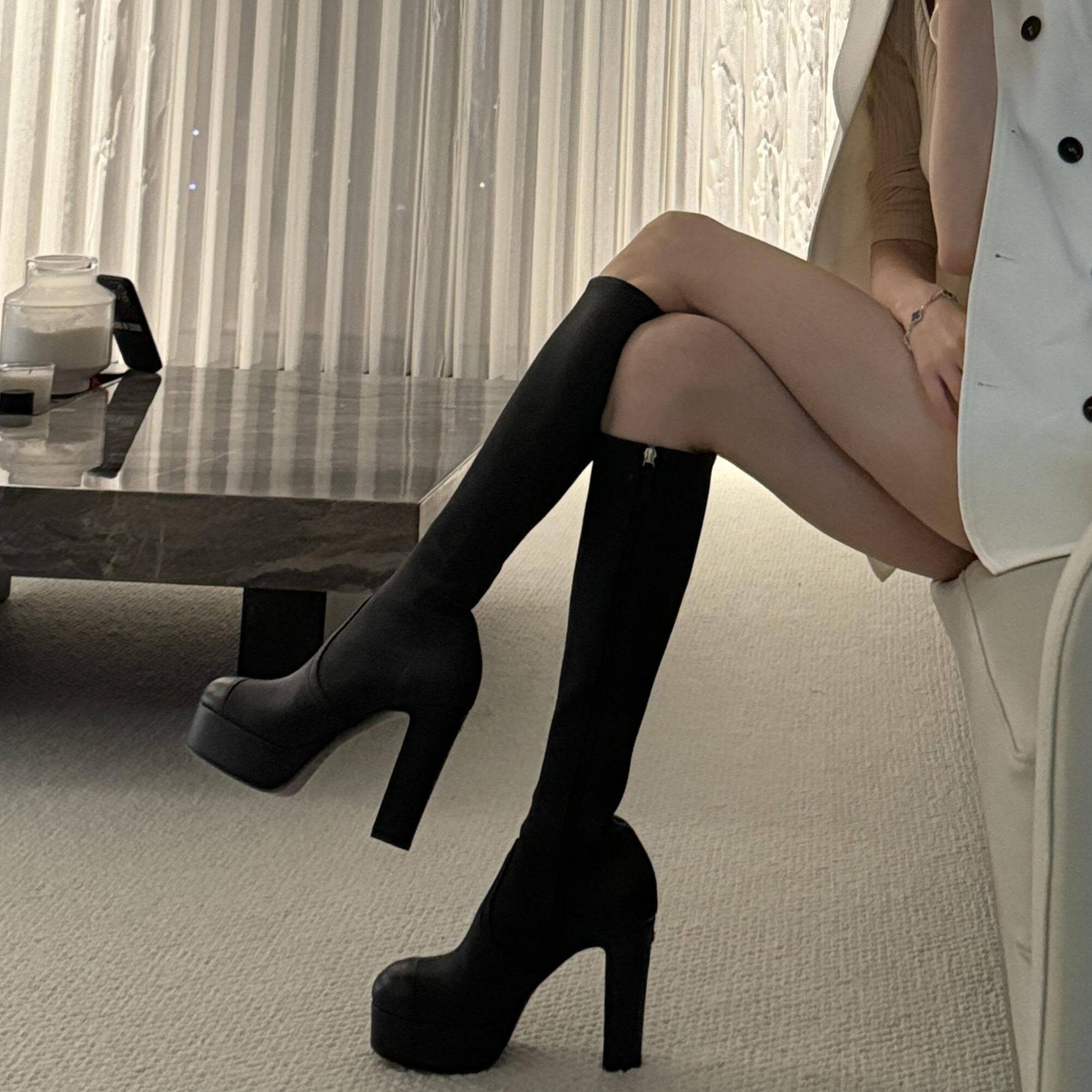 增高厚底骑士靴高筒靴长筒靴