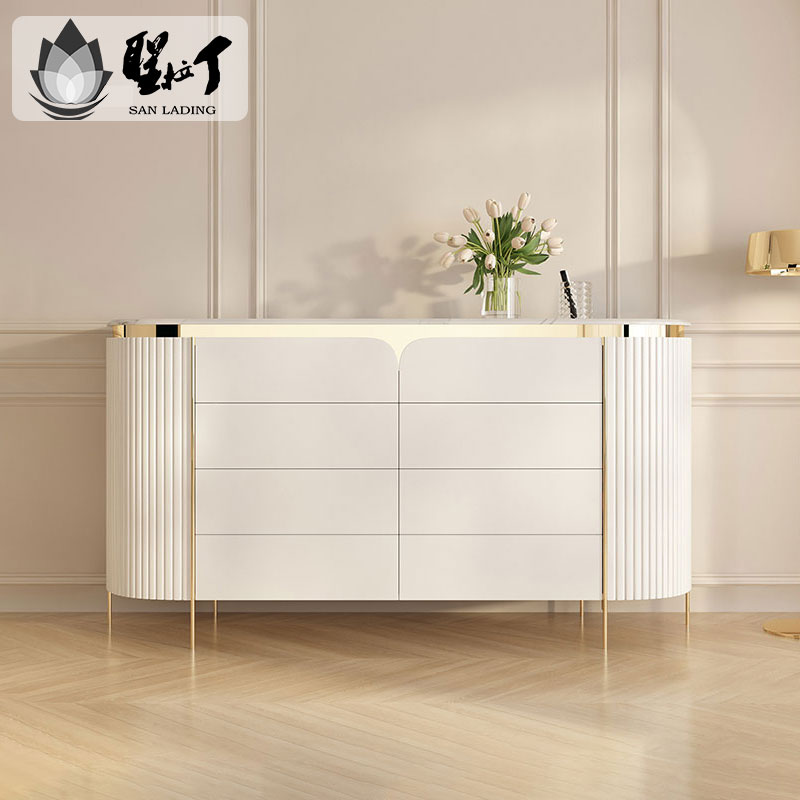 北欧实木八斗柜轻奢现代大理石餐边柜客厅储物柜卧室床尾斗柜收纳