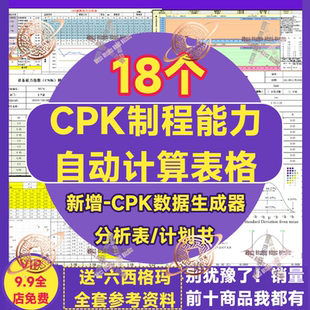 CPK制程能力分析表产品过程能力管控测算流程图自动生成EXCEL表格