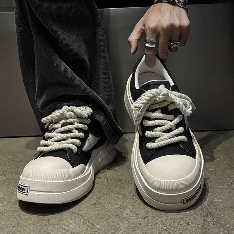 高级感帆布鞋厚底大头板鞋