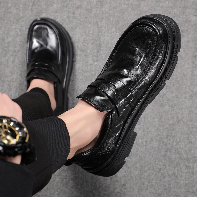 百搭一脚蹬潮鞋黑色厚底乐福鞋