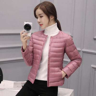 2021新款秋冬轻薄无领圆领羽绒服内胆女修身内穿大码短款保暖外套