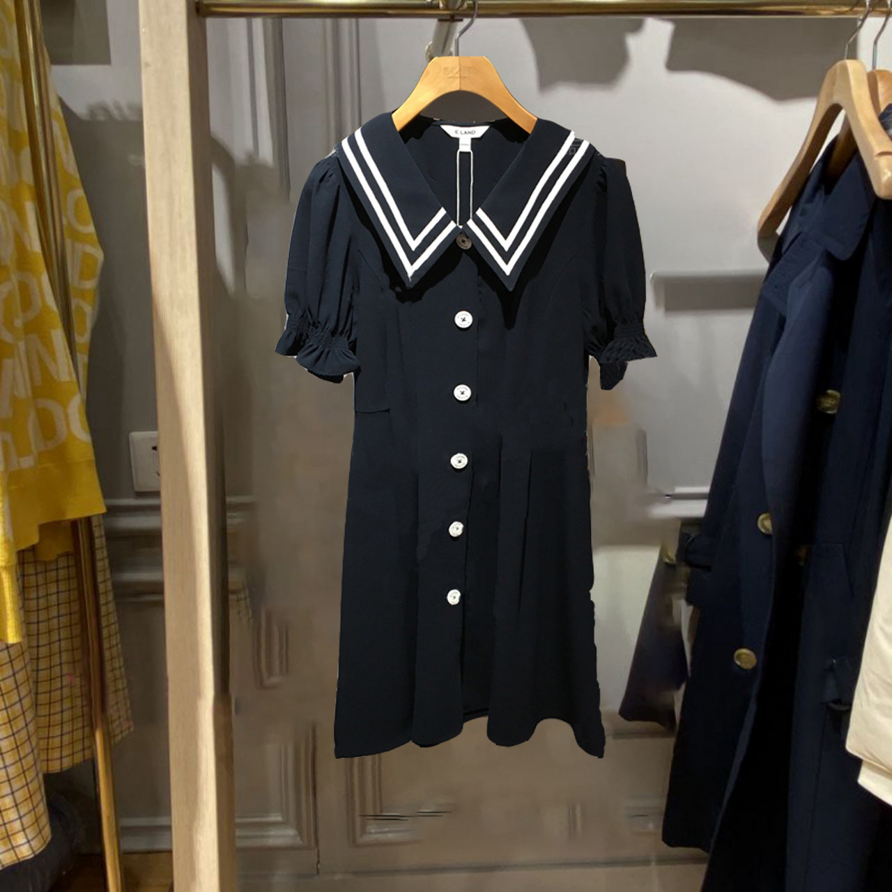 ELAND2020春季新款经典学院风甜美ins飘逸日系连衣裙女EEOWA24C1C