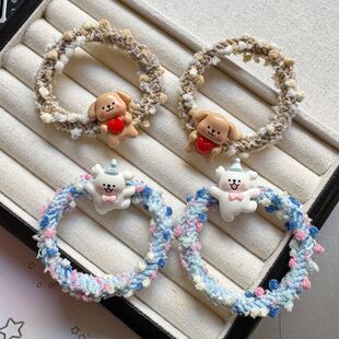 可爱线条小狗发圈ins少女心马尾彩色发圈情侣送闺蜜礼物头饰发饰