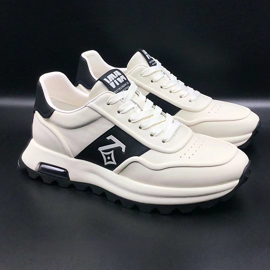 真皮运动鞋男全牛皮鞋子2024秋冬新款潮流百搭软底休闲男鞋