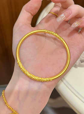 新品专柜同款黄金色镯子素圈实心