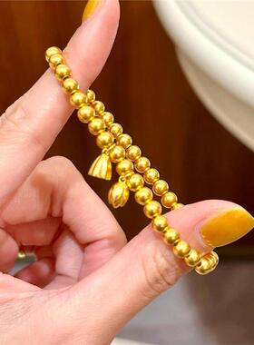 古法彷真黄金色实心转运珠手炼