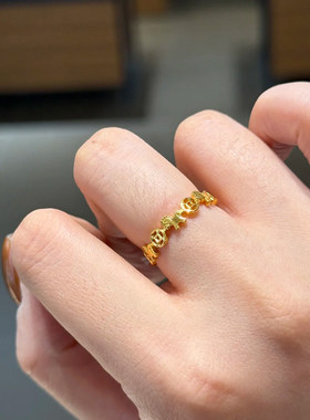 黄金色马上有钱戒指马年暴富指环