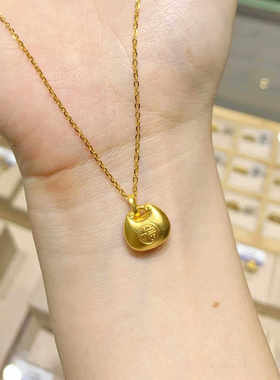 古法小金坨小胖福项链女999金