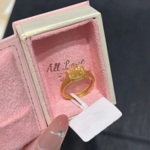 18k黄金色Kitty猫蝴蝶结戒指女款项炼可爱手镯卡通耳针一整套礼物