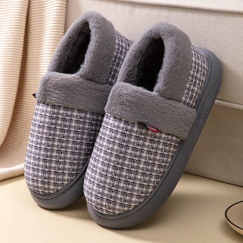 包跟冬季保暖居家特大码棉拖鞋