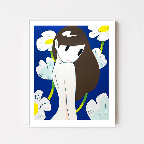 抱猫女孩可爱唯美意境卧室装饰画