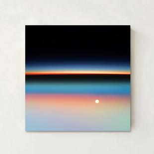 包豪斯风格渐变海上日出抽象艺术装饰画黑白灰客厅餐厅背景墙挂画