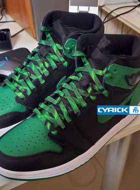 蓝斯适匹AJ1AF1通灵绿鬼火焰黑绿潮流泼墨金属头鞋带