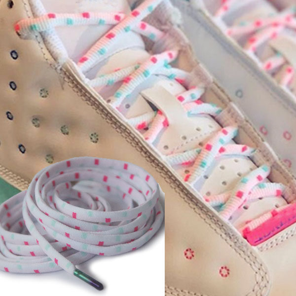 白粉绿鞋带aj南海岸草莓粉冰蓝鸳鸯aj绿粉aj13白绿半圆鞋带