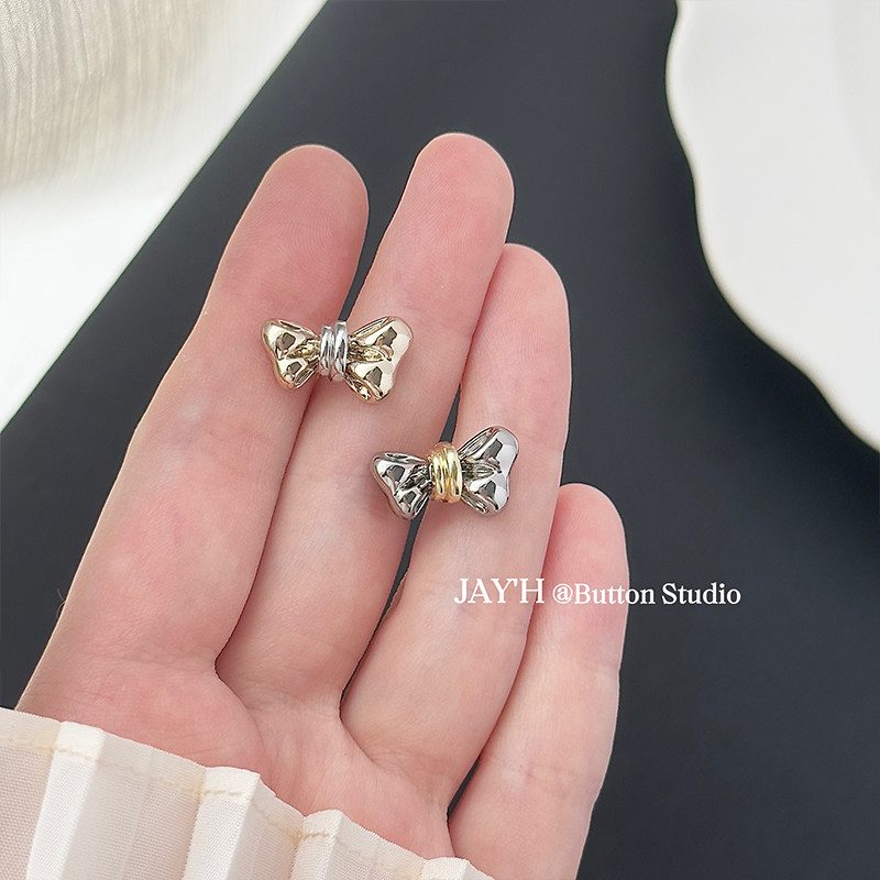 Jay'H 立体蝴蝶结金属纽扣设计款毛衣衬衫开衫女士童装可爱扣子