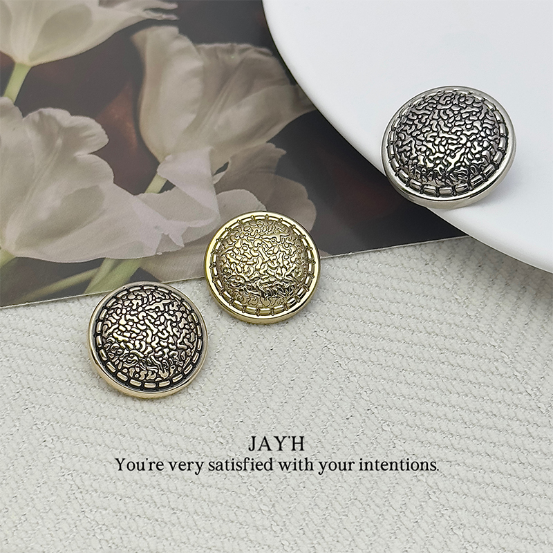 Jay'H复古小香风麻面纽扣