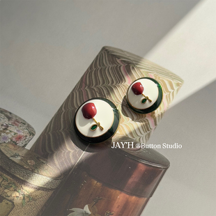 西装 法式 针织开衫 外套扣子 复古玫瑰花金属钮扣精致小香衬衫 Jay