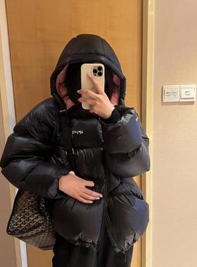 大卫のSTC白鸭绒ripstop down parka纯色拉链连帽情侣短款羽绒服