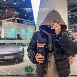 加厚纯色羽绒棉服王一博上身男女同款 David 联名系列立领公鸭短款