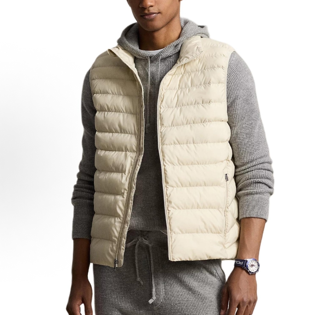 Davidの纯色RL风格logo刺绣绗缝排骨风无袖小标羽绒马甲 男女同款