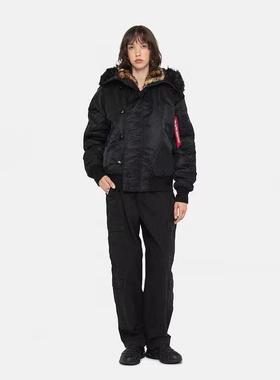 大卫の联名lndustries 蟒纹毛领内衬MA-1短款派克服大衣 男女同款