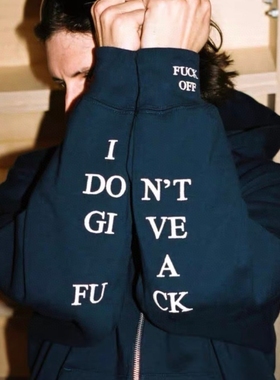 Davidの FW25 Idgaf Zip Up Hooded Sweatshirt 袖口刺绣连帽卫衣