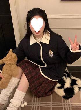新款棒球服棉服女冬季加厚复古棉袄子外套宽松棉衣大码女装