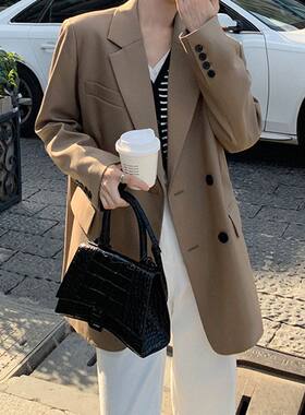 大码西装外套女ins潮春秋新款韩版宽松休闲网红炸街胖mm西服