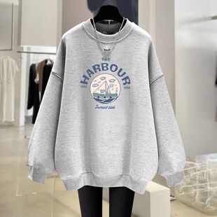 孕妇装大码加绒保暖卫衣秋冬中长款宽松时尚休闲晚期遮肚长袖上衣