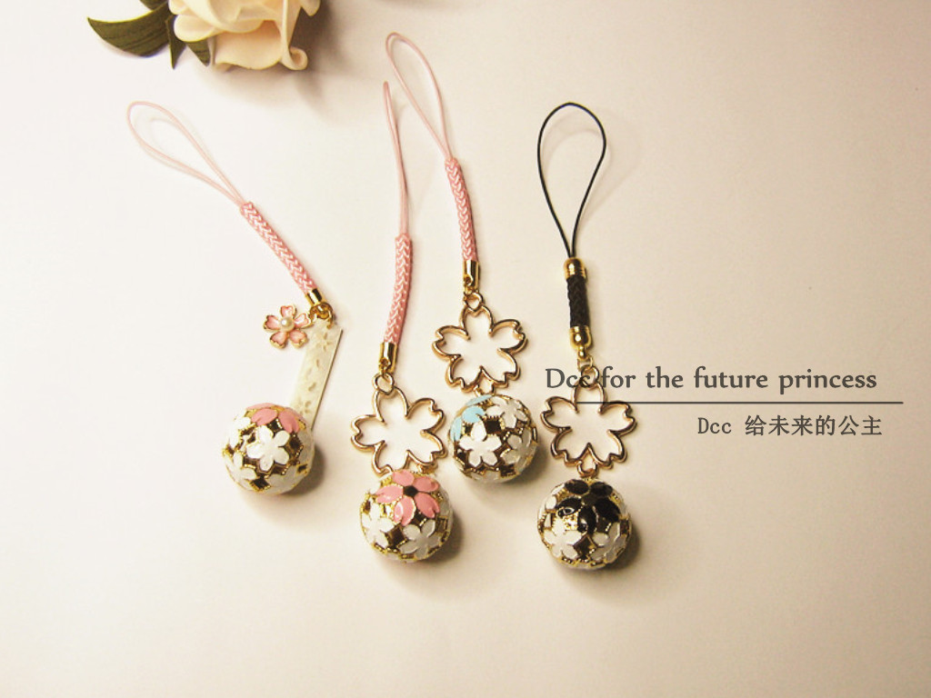 粉色樱花铃铛u盘手机挂件钥匙扣