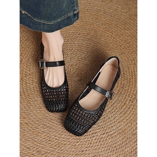 网面鞋夏季新款平底大码女鞋41—43低跟编织镂空单鞋女小码313233
