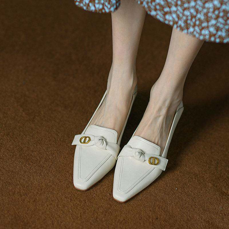 高跟鞋女气质高级不累脚春季新款中跟粗跟乐福鞋法式小香风单鞋