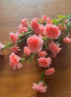 康乃馨仿真花客厅餐桌假花装饰花摆件干花塑料插花摆设母亲花束