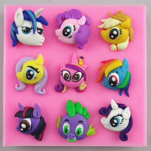 卡通DIY巧克力硅胶模具 小马宝莉人物翻糖蛋糕燕菜朱古力装饰模具