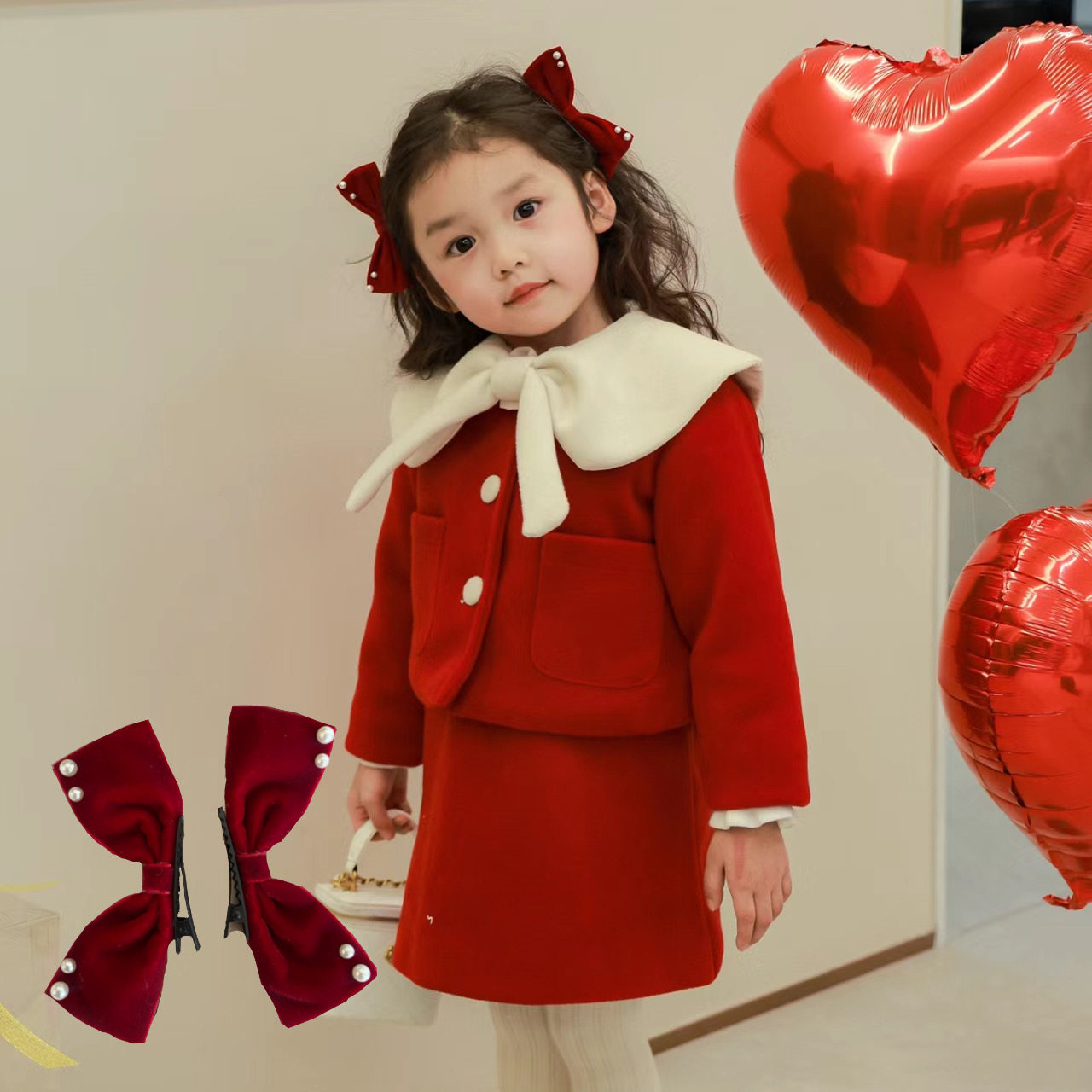 女童新年发饰儿童头饰圣诞红色蝴蝶结发夹宝宝头饰儿童发卡对夹,童装/婴儿装/亲子装,发饰,淘宝优惠券,粉丝福利购,淘宝优惠卷