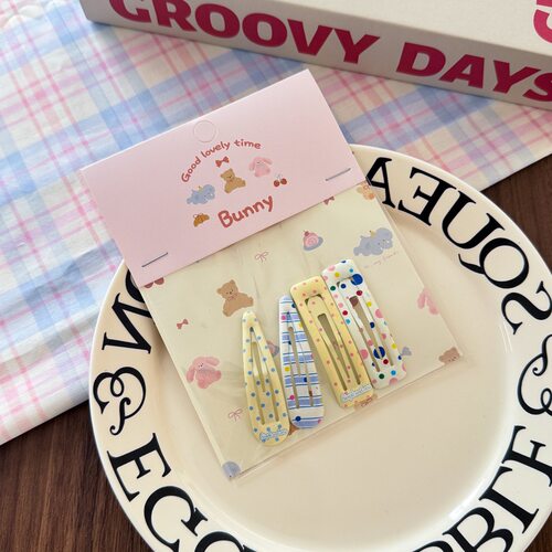 6cmbb夹儿童发饰简约几何碎发夹波点水滴撞色糖果发卡女孩头饰