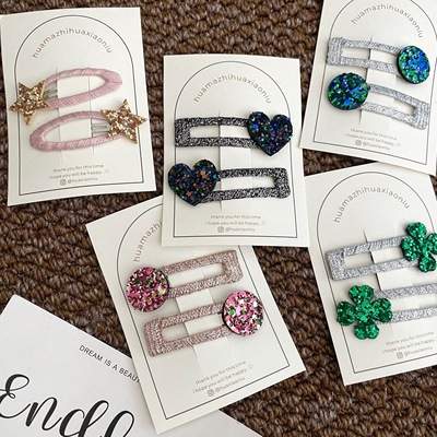 防锈 ins英国同款儿童边夹亮片碎发夹精致刘海夹新年闪亮发饰bb夹