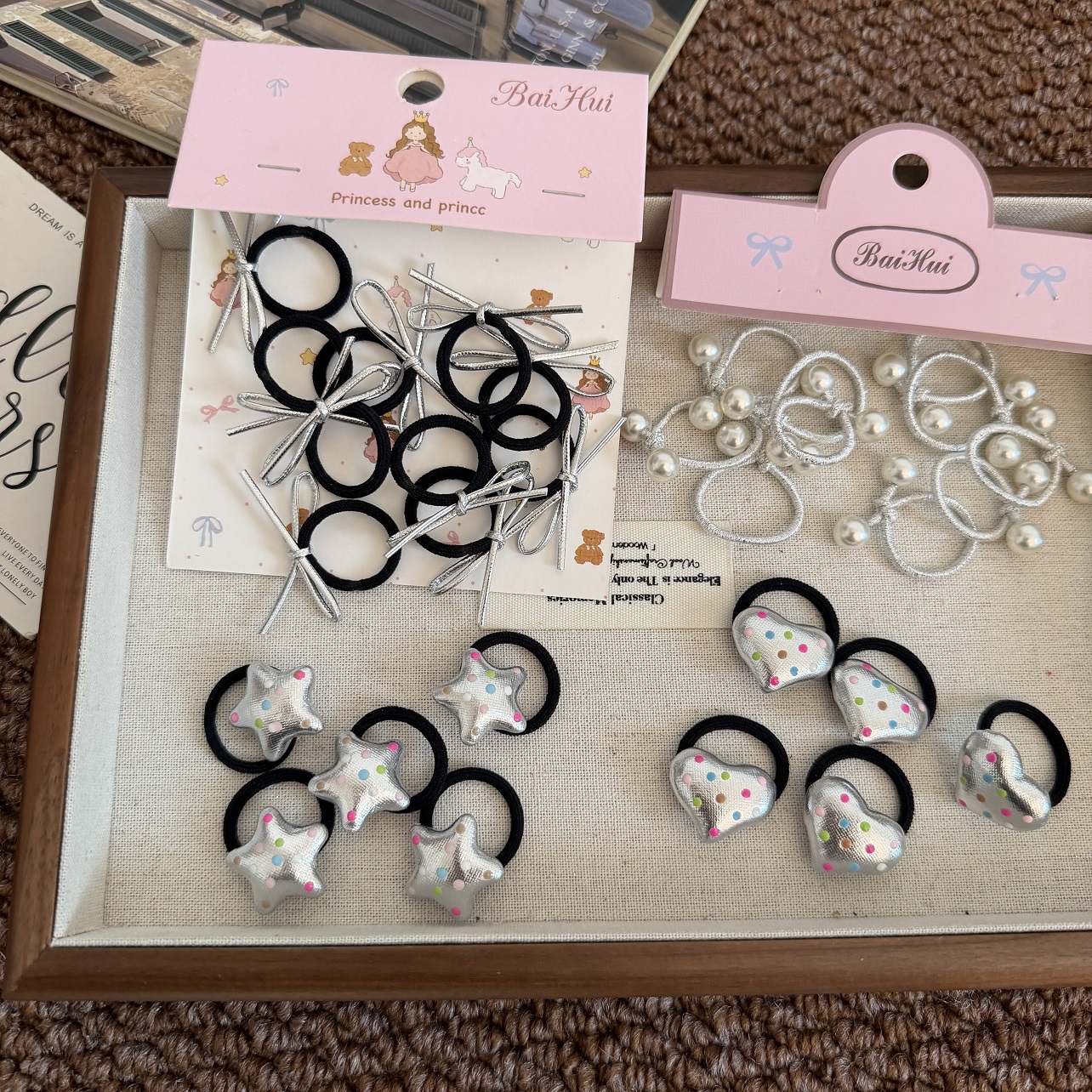 y2k银色发圈宝宝头绳迷你婴幼儿拇指圈发量少发绳小号组合