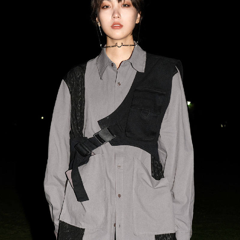 ins暗黑中性战术可拆卸搭配马甲