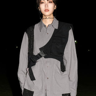 韩国ins潮牌暗黑中性战术轻机能马夹背心街头可拆卸搭配马甲男女
