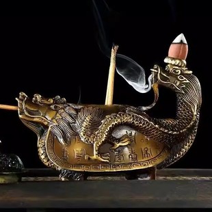奇门遁甲龙回首香炉摆件黄铜青龙回首龙头壶 龙回头龙龟壶万寿壶