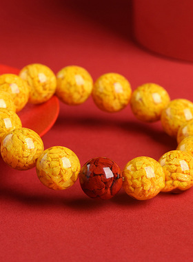 道家饰品天然雄黄手串保真含量原石晶体砂手链本命年女朱砂手串