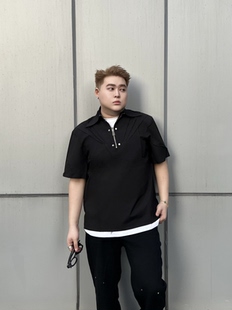 阿胖胖 大码韩系polo衫男款夏季小众设计感半袖t恤
