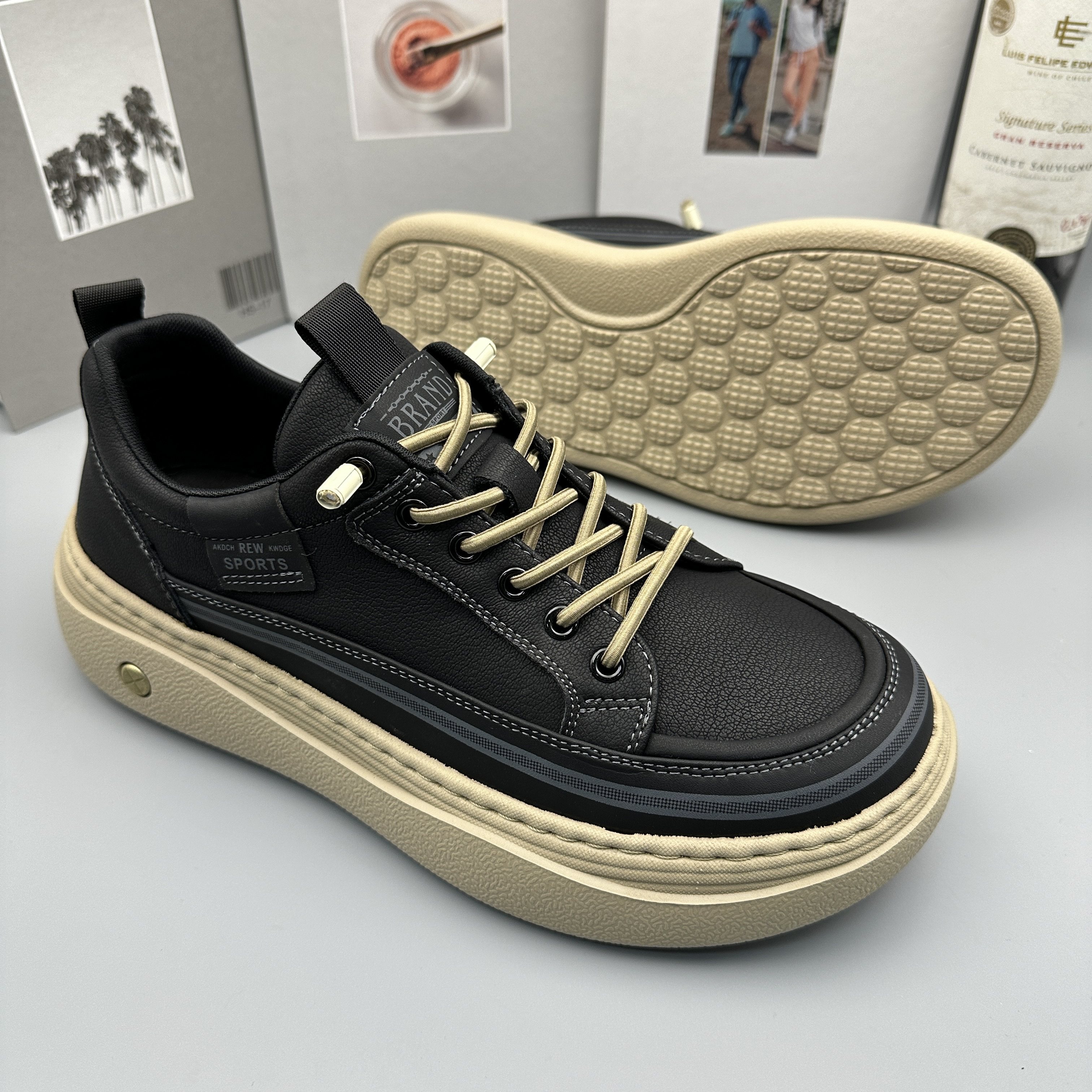 2026年新款真皮休闲男鞋超轻防滑男鞋透气舒适松紧带一脚蹬休闲鞋,流行男鞋,时尚休闲鞋,淘宝优惠券,粉丝福利购,淘宝优惠卷