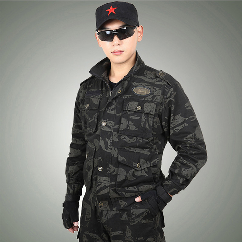 盾郎正版黑鹰纯棉品牌迷彩服套装男女春秋户外加厚耐磨劳保工作服
