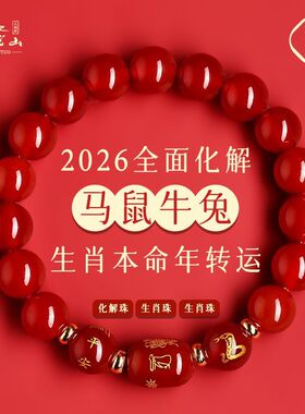 2026年新款天然红玛瑙手串本命年护身符属马鼠牛兔本命佛手链