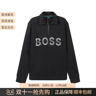棉质半拉链长袖 男士 男装 卫衣运动衫 50472242 HUGO LOGO图案 BOSS